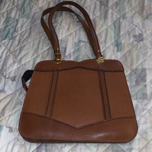 Elegant Vintage Brown Leather Small Purse/Tote Bag
